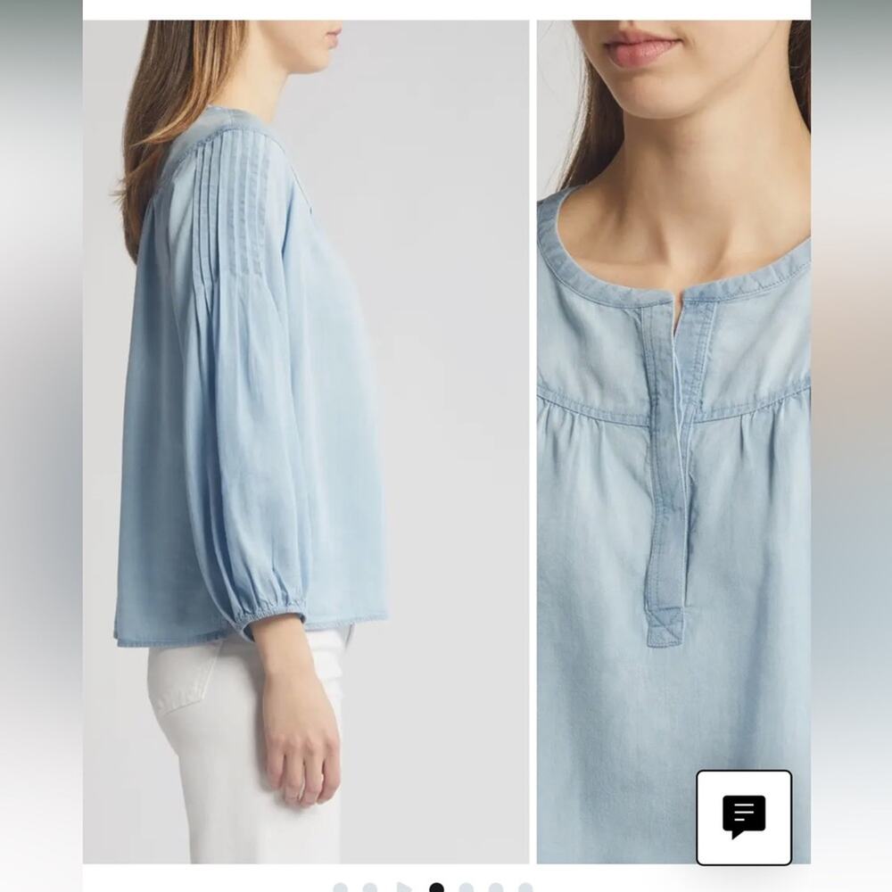Caslon Pintuck Sleeve Chambray Top, Small - Picture 9 of 12